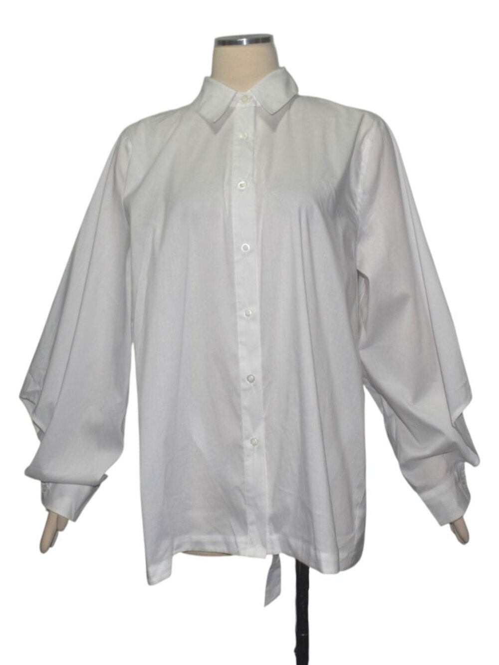 NWT Karen Millen White Cutout Sleeve Asymmetric Button Down Shirt US 10